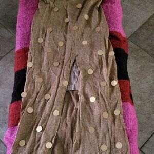 House of Harlow x Revolve Gold Knit Sequin Midi Skirt